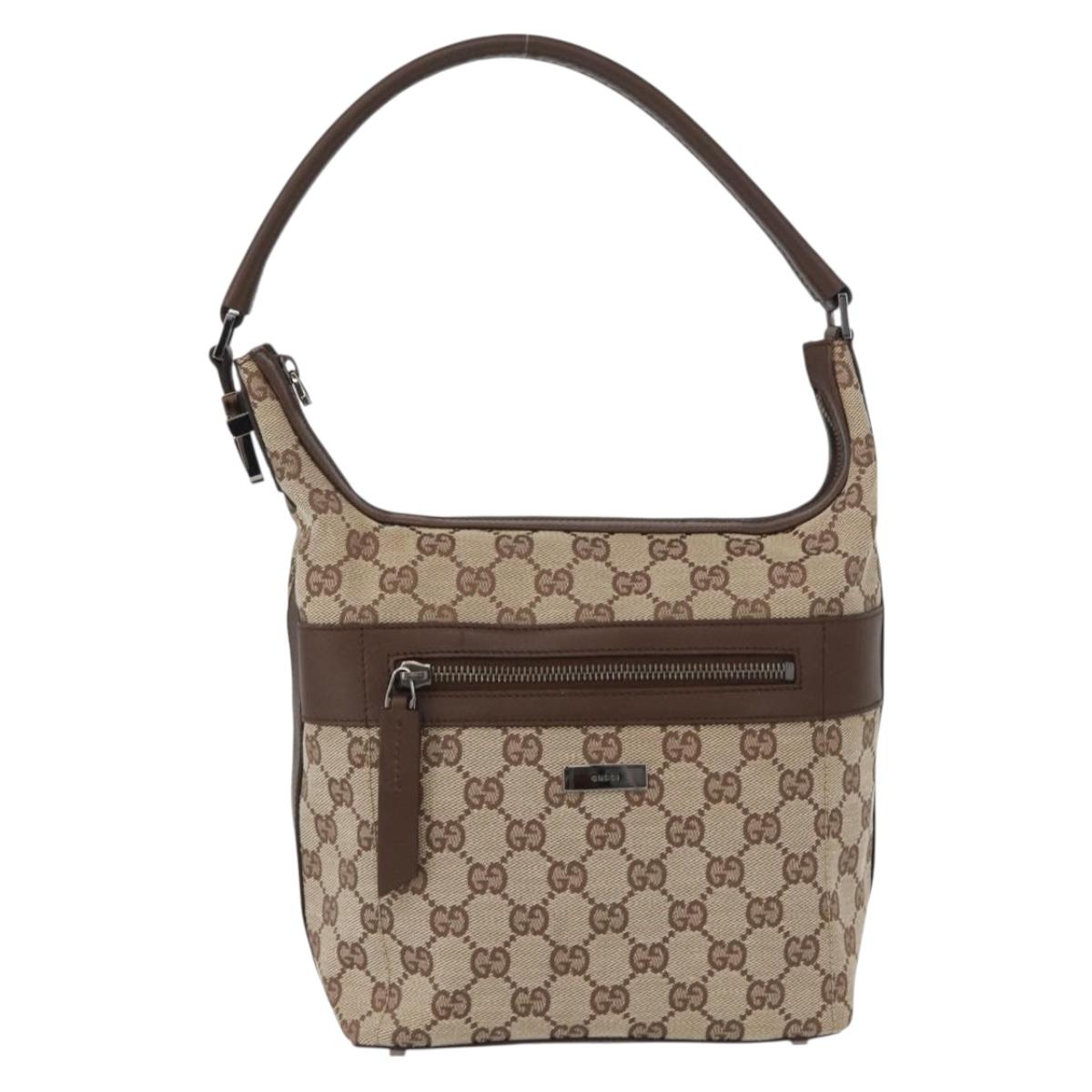 GUCCI GG Canvas Shoulder Bag Beige 001 4299 Auth mr2016