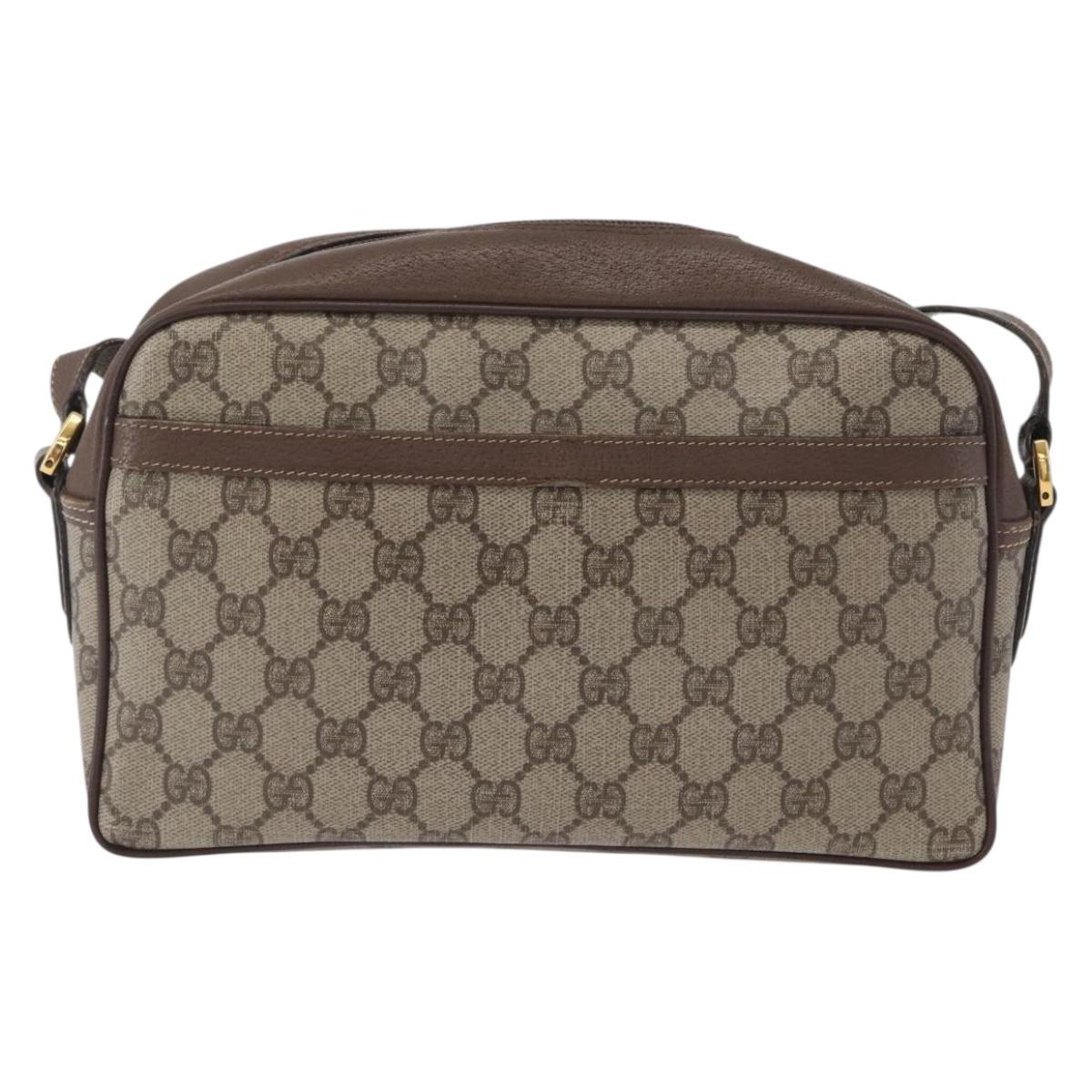 GUCCI GG Supreme Web Sherry Line Bag PVC Leather Beige 001 56 0942 Auth mr2019