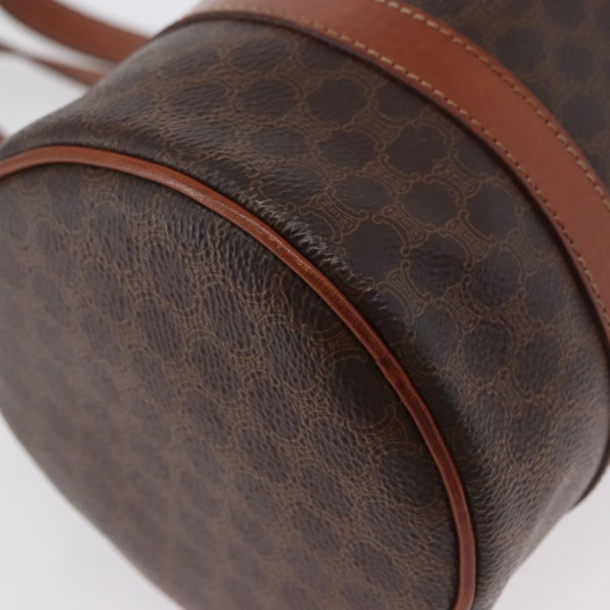 CELINE Macadam Canvas Hand Bag PVC Leather Brown Gold Auth mr2020