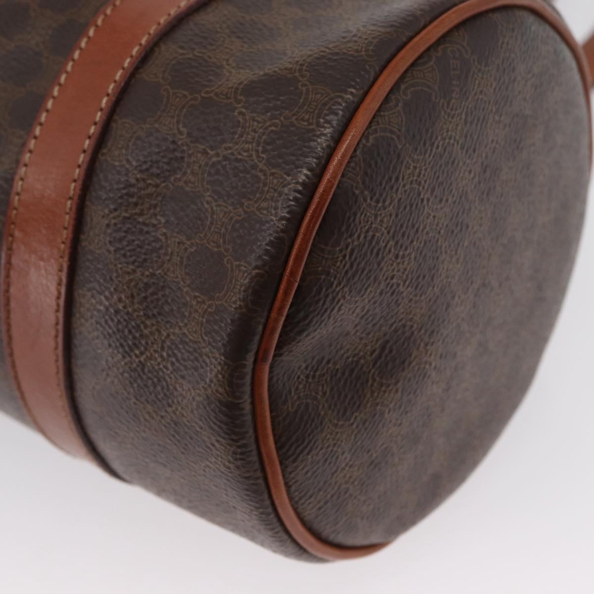 CELINE Macadam Canvas Hand Bag PVC Leather Brown Gold Auth mr2020