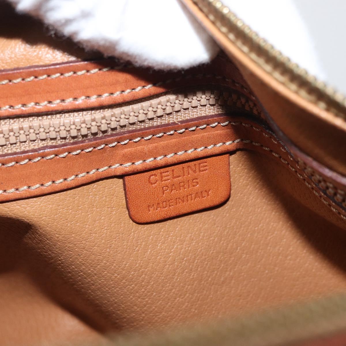 CELINE Macadam Canvas Hand Bag PVC Leather Brown Gold Auth mr2020