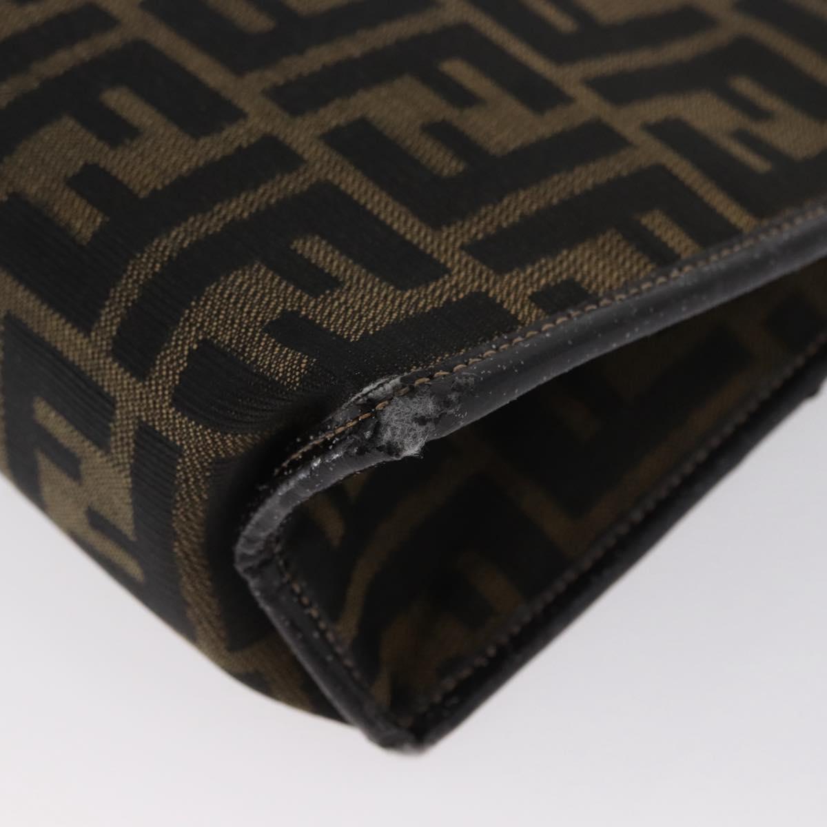 FENDI Zucca Canvas Clutch Bag Black Brown Auth mr2022