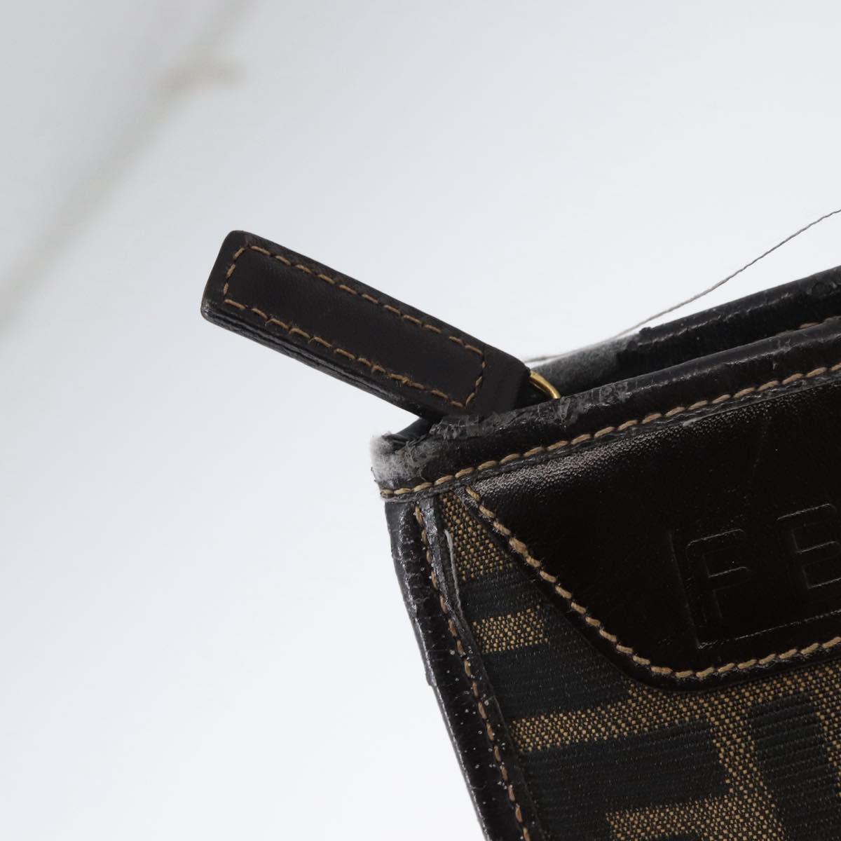 FENDI Zucca Canvas Clutch Bag Black Brown Auth mr2022