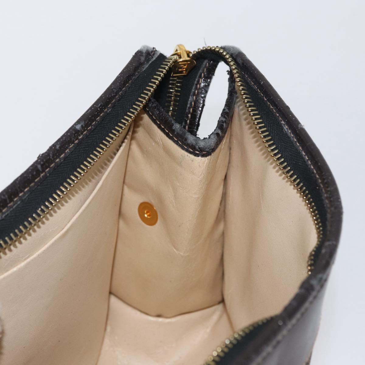 FENDI Zucca Canvas Clutch Bag Black Brown Auth mr2022