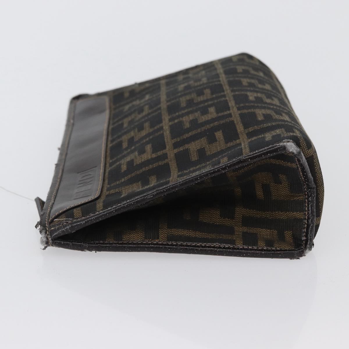 FENDI Zucca Canvas Clutch Bag Black Brown Auth mr2022