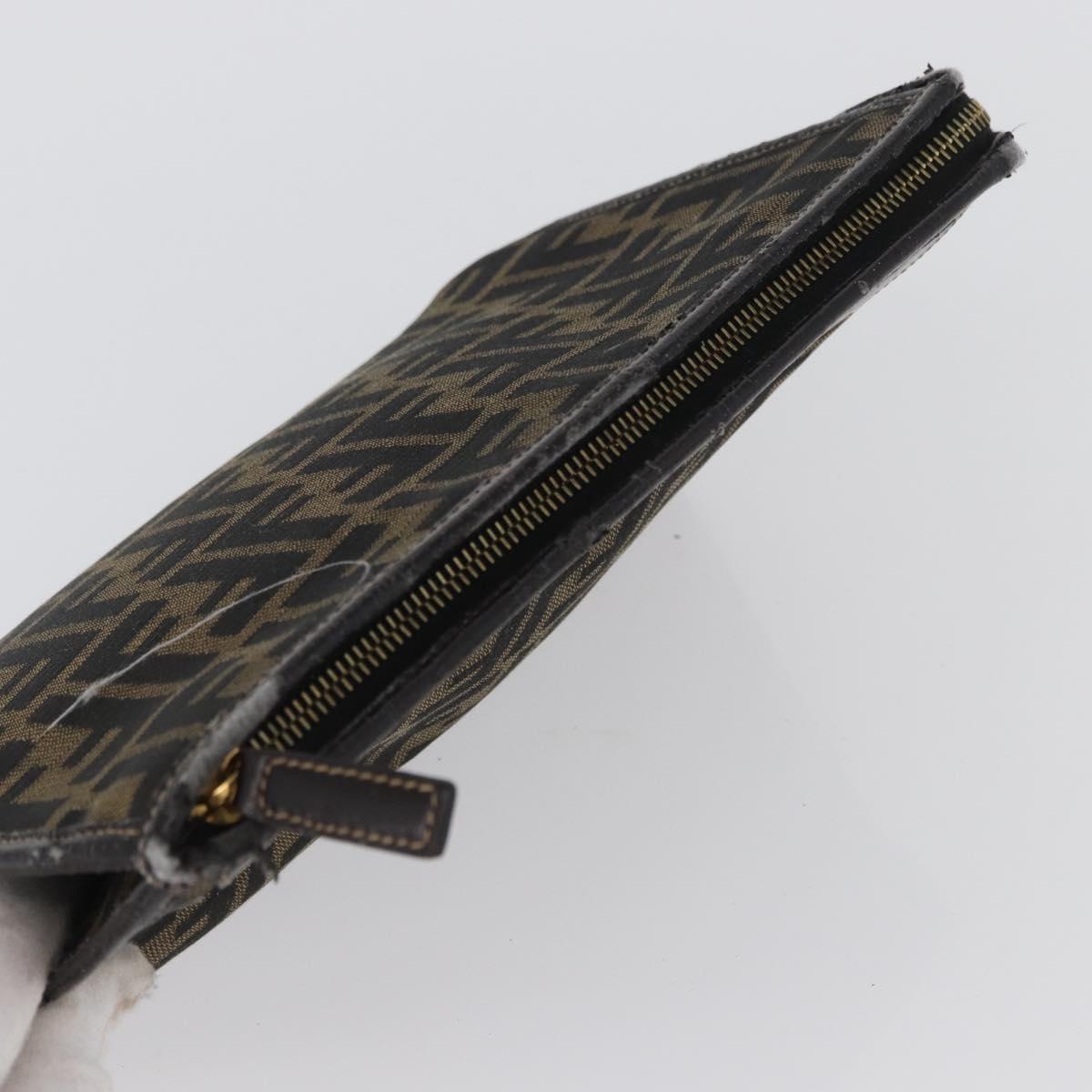 FENDI Zucca Canvas Clutch Bag Black Brown Auth mr2022