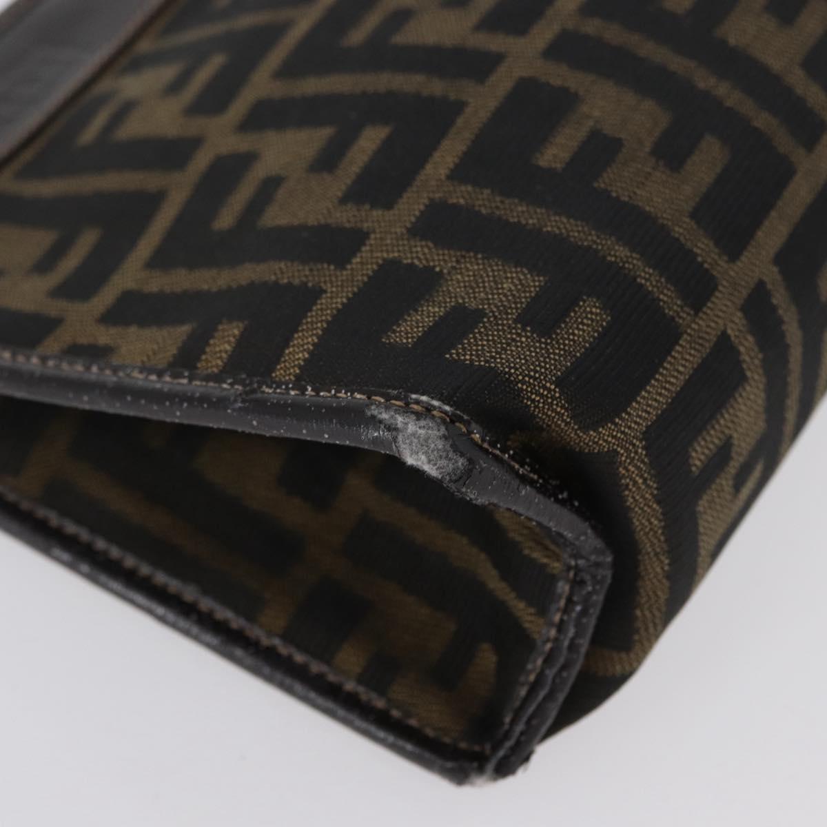 FENDI Zucca Canvas Clutch Bag Black Brown Auth mr2022