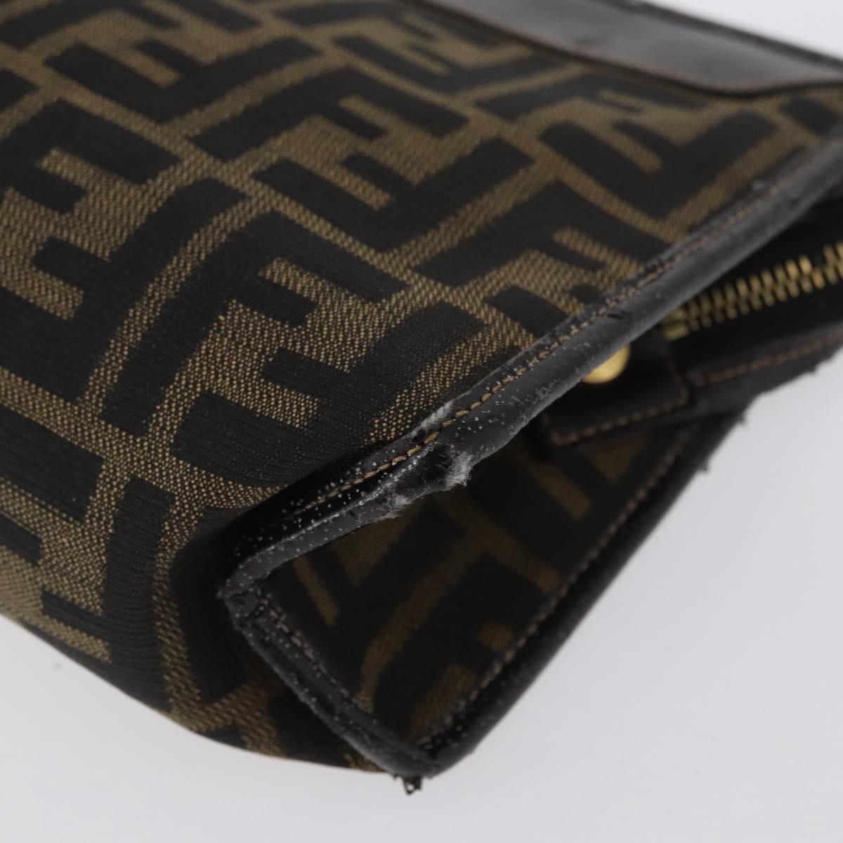 FENDI Zucca Canvas Clutch Bag Black Brown Auth mr2022