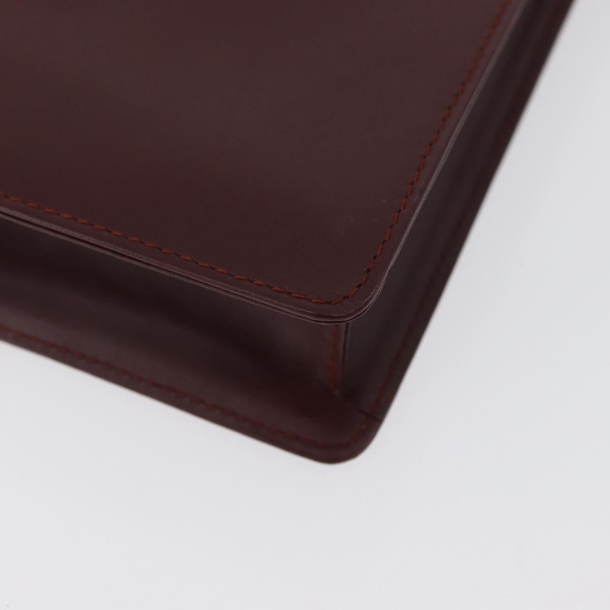CARTIER Must Line Clutch Bag Leather Bordeaux Gold Auth mr2026