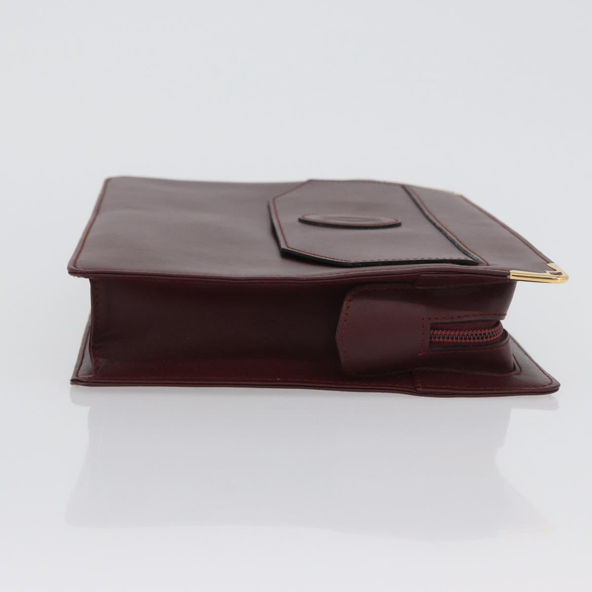 CARTIER Must Line Clutch Bag Leather Bordeaux Gold Auth mr2026