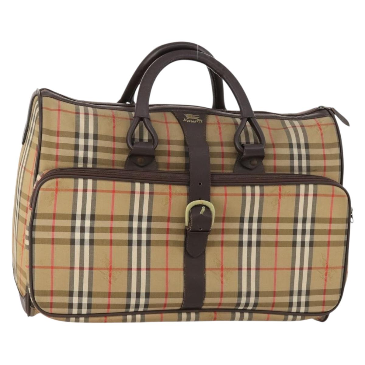 Burberrys Nova Check Boston Bag Canvas Brown Auth mr2028
