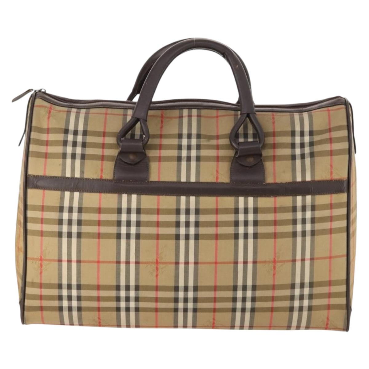 Burberrys Nova Check Boston Bag Canvas Brown Auth mr2028