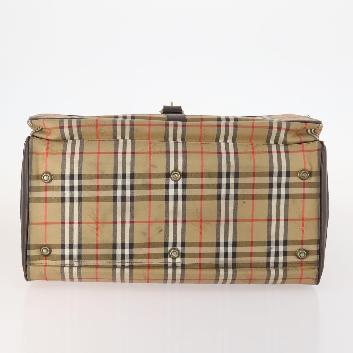 Burberrys Nova Check Boston Bag Canvas Brown Auth mr2028