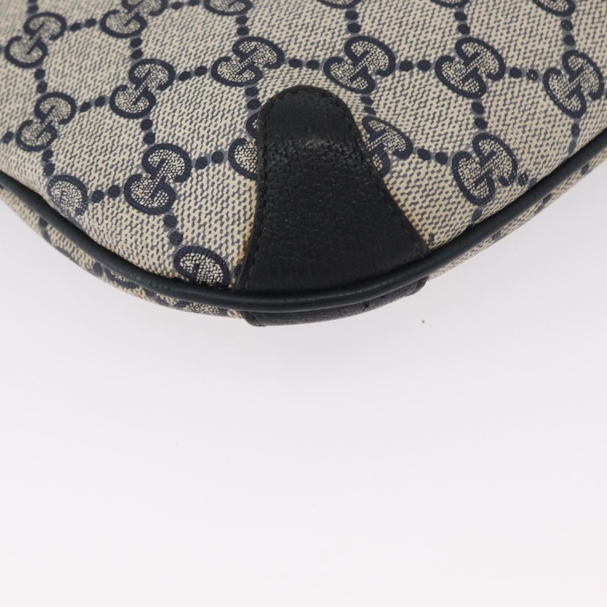 GUCCI GG Supreme Sherry Line Shoulder Bag PVC Navy Gold 904 02 026 Auth mr2029
