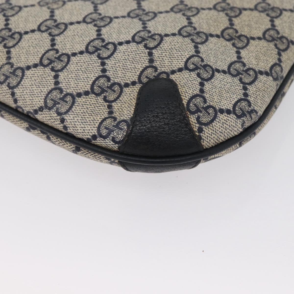 GUCCI GG Supreme Sherry Line Shoulder Bag PVC Navy Gold 904 02 026 Auth mr2029