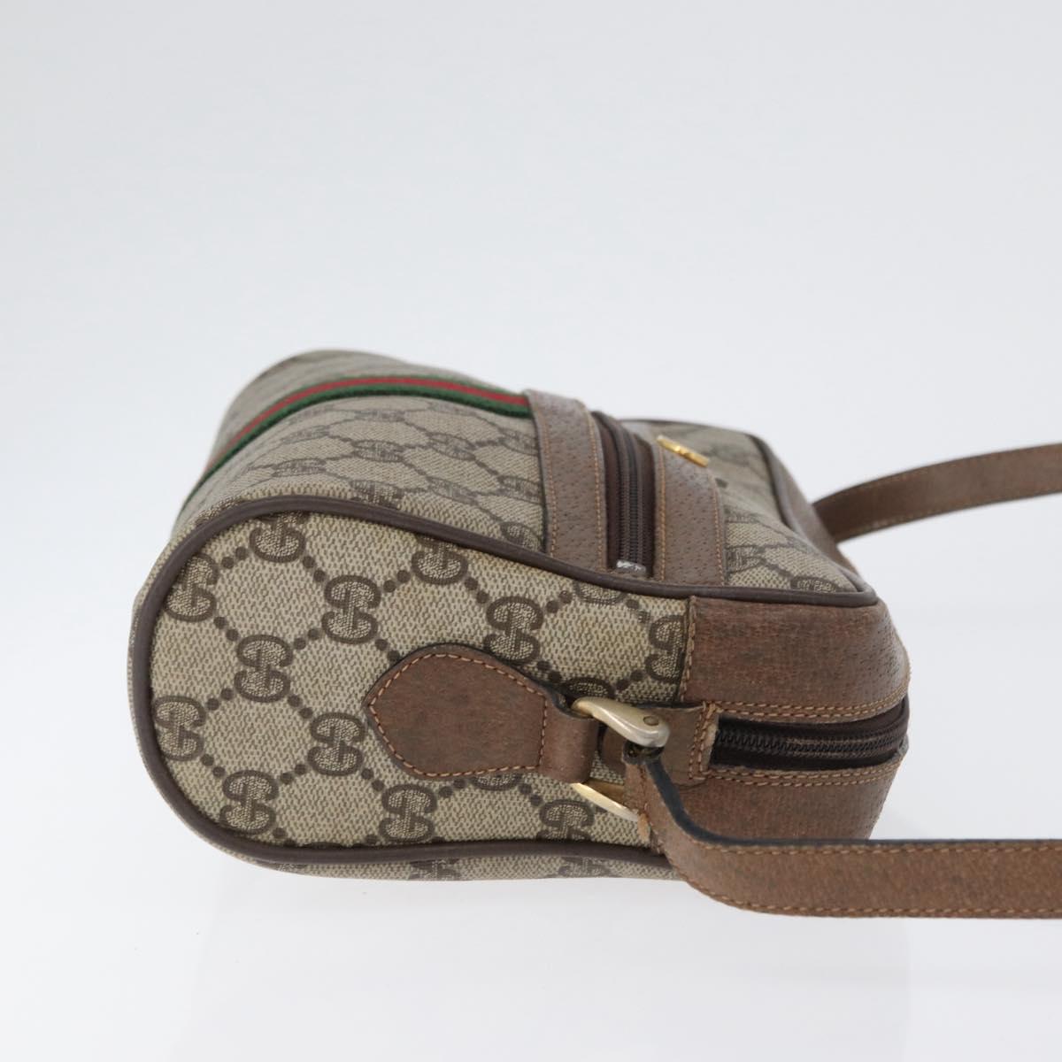 GUCCI GG Supreme Web Sherry Line Bag PVC Beige Gold 72 001 3654 Auth mr2030