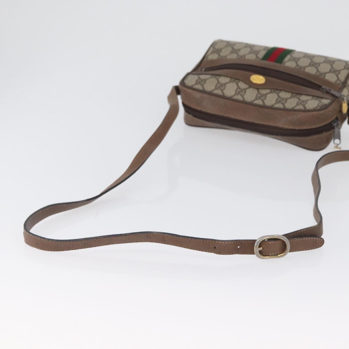 GUCCI GG Supreme Web Sherry Line Bag PVC Beige Gold 72 001 3654 Auth mr2030