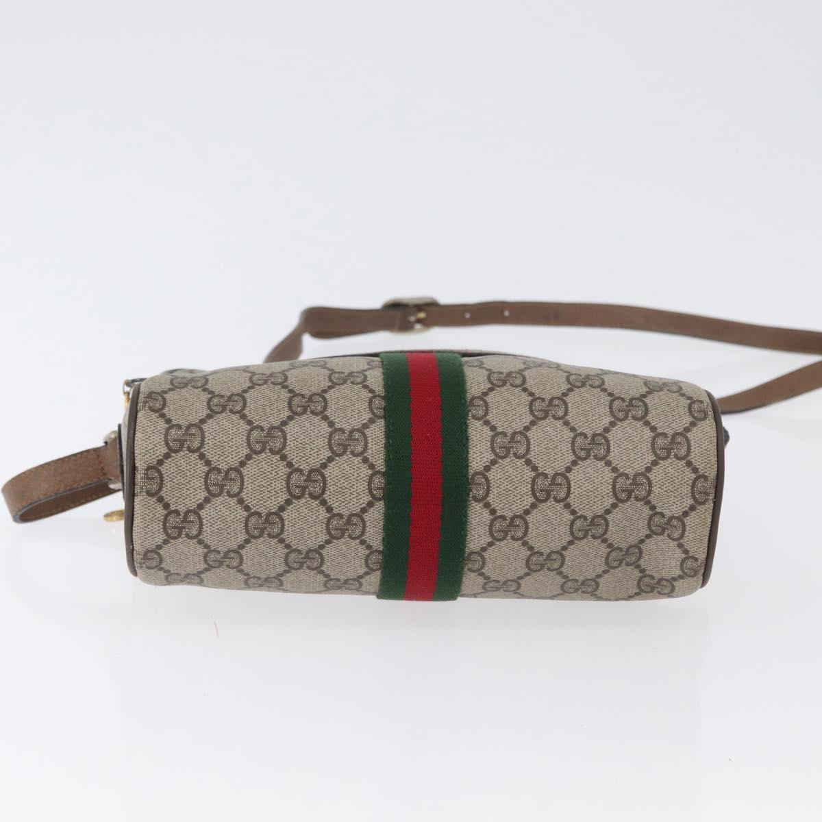 GUCCI GG Supreme Web Sherry Line Bag PVC Beige Gold 72 001 3654 Auth mr2030