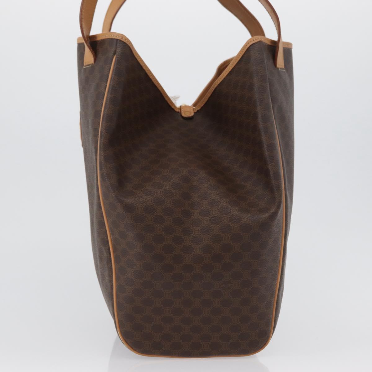 CELINE Macadam Canvas Tote Bag PVC Leather Brown Gold Auth mr2036