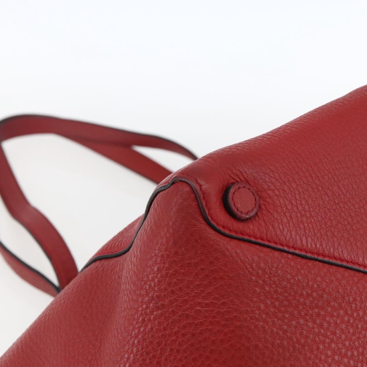 PRADA Tote Bag Leather Red Gold Auth mr2039