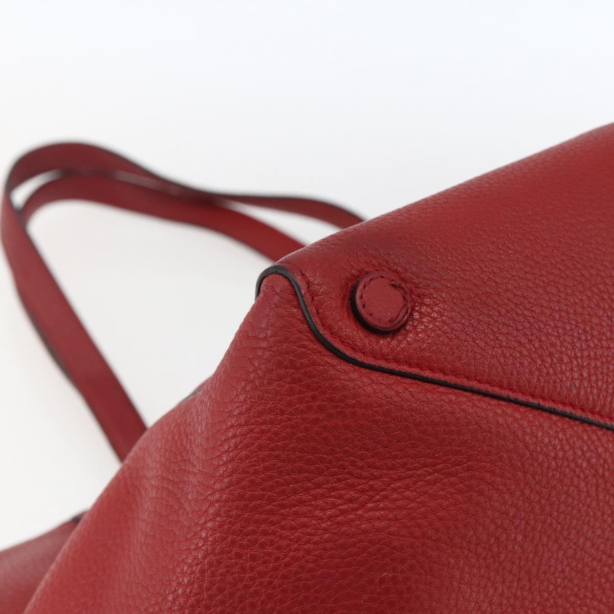 PRADA Tote Bag Leather Red Gold Auth mr2039