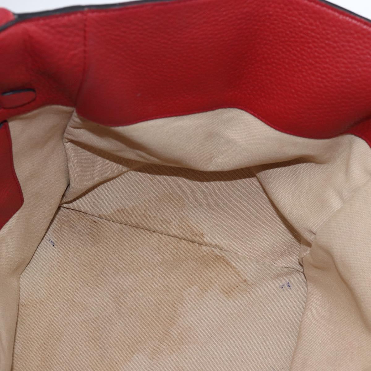 PRADA Tote Bag Leather Red Gold Auth mr2039