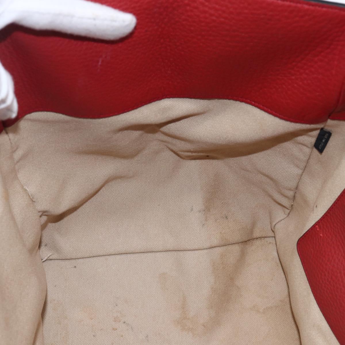 PRADA Tote Bag Leather Red Gold Auth mr2039