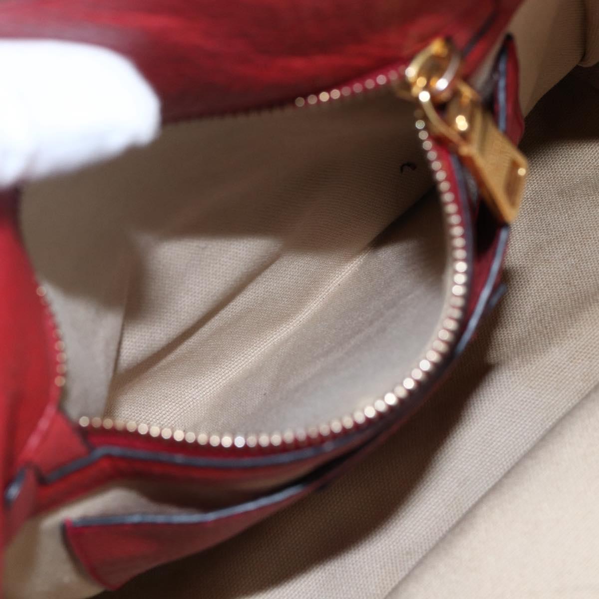 PRADA Tote Bag Leather Red Gold Auth mr2039