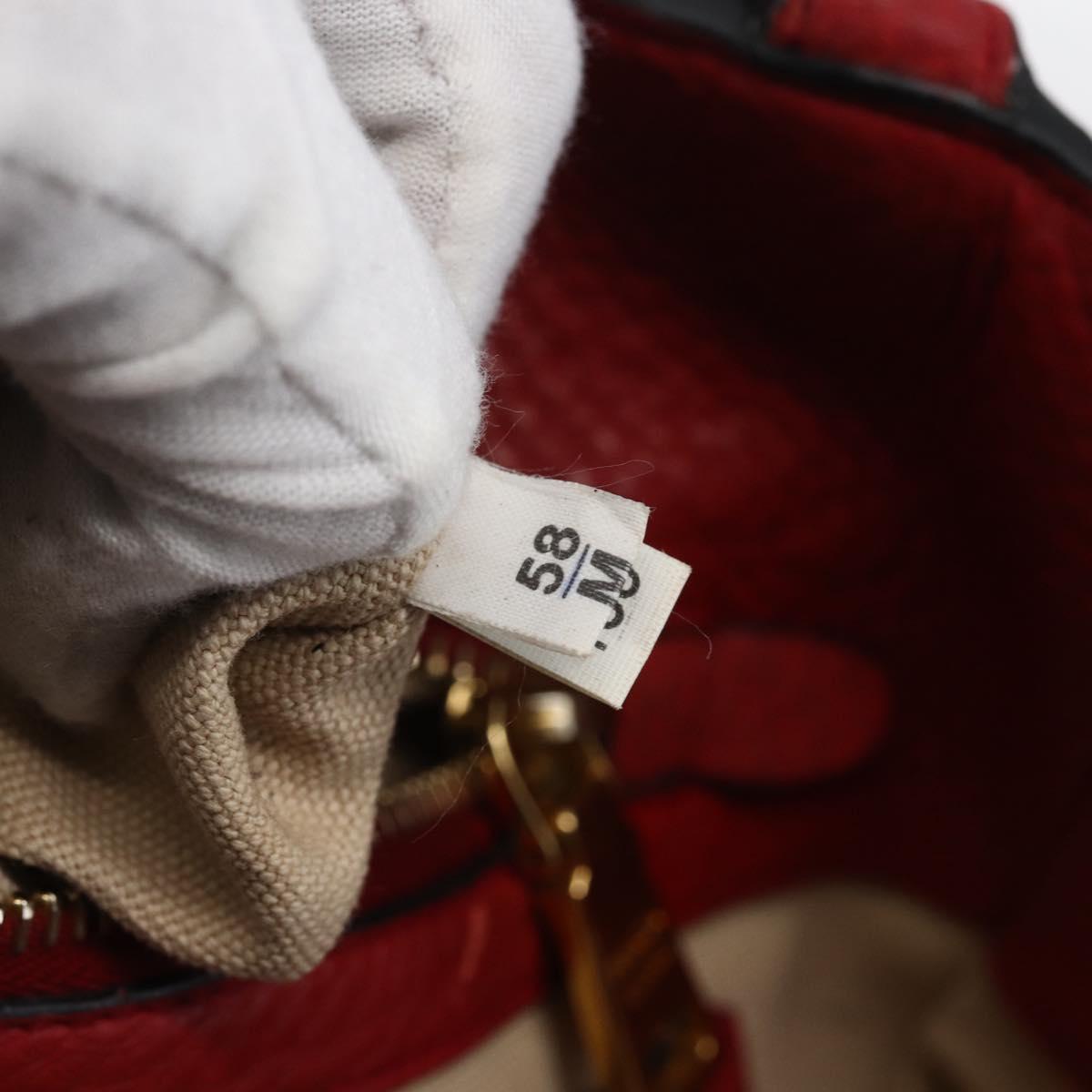 PRADA Tote Bag Leather Red Gold Auth mr2039