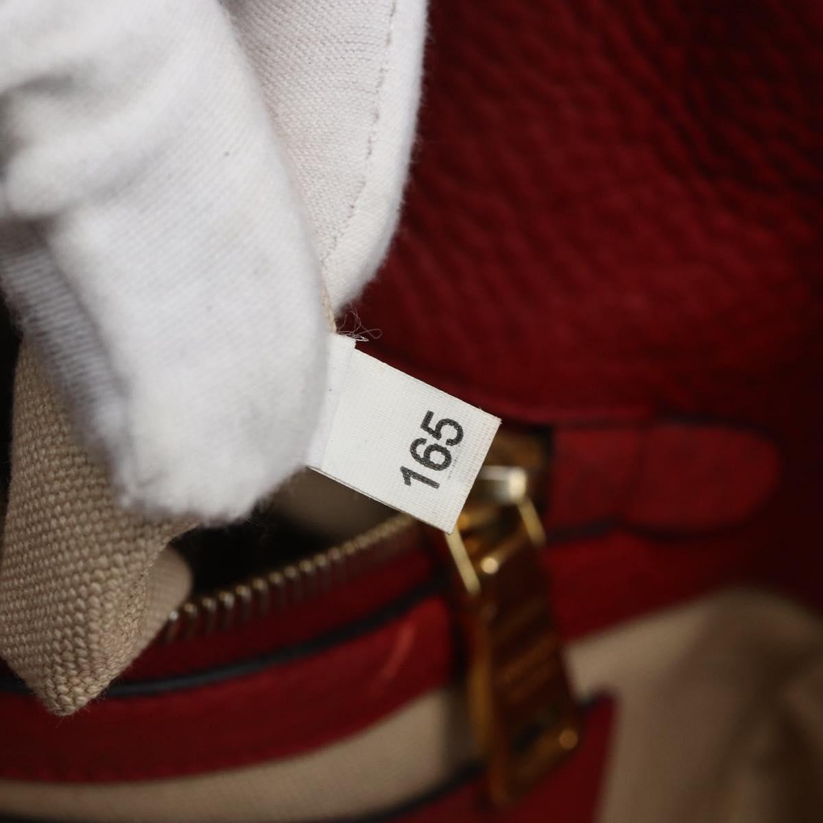 PRADA Tote Bag Leather Red Gold Auth mr2039