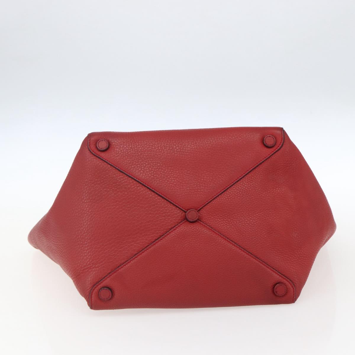 PRADA Tote Bag Leather Red Gold Auth mr2039