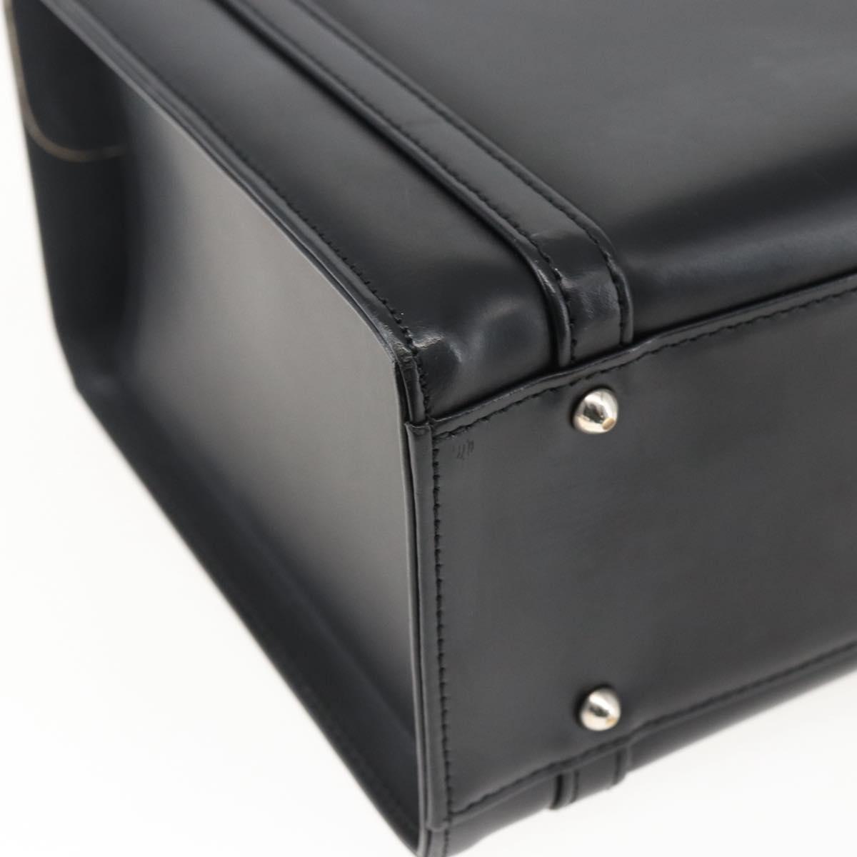 BURBERRY Nova Check Hand Bag Leather Black Silver Auth mr2041