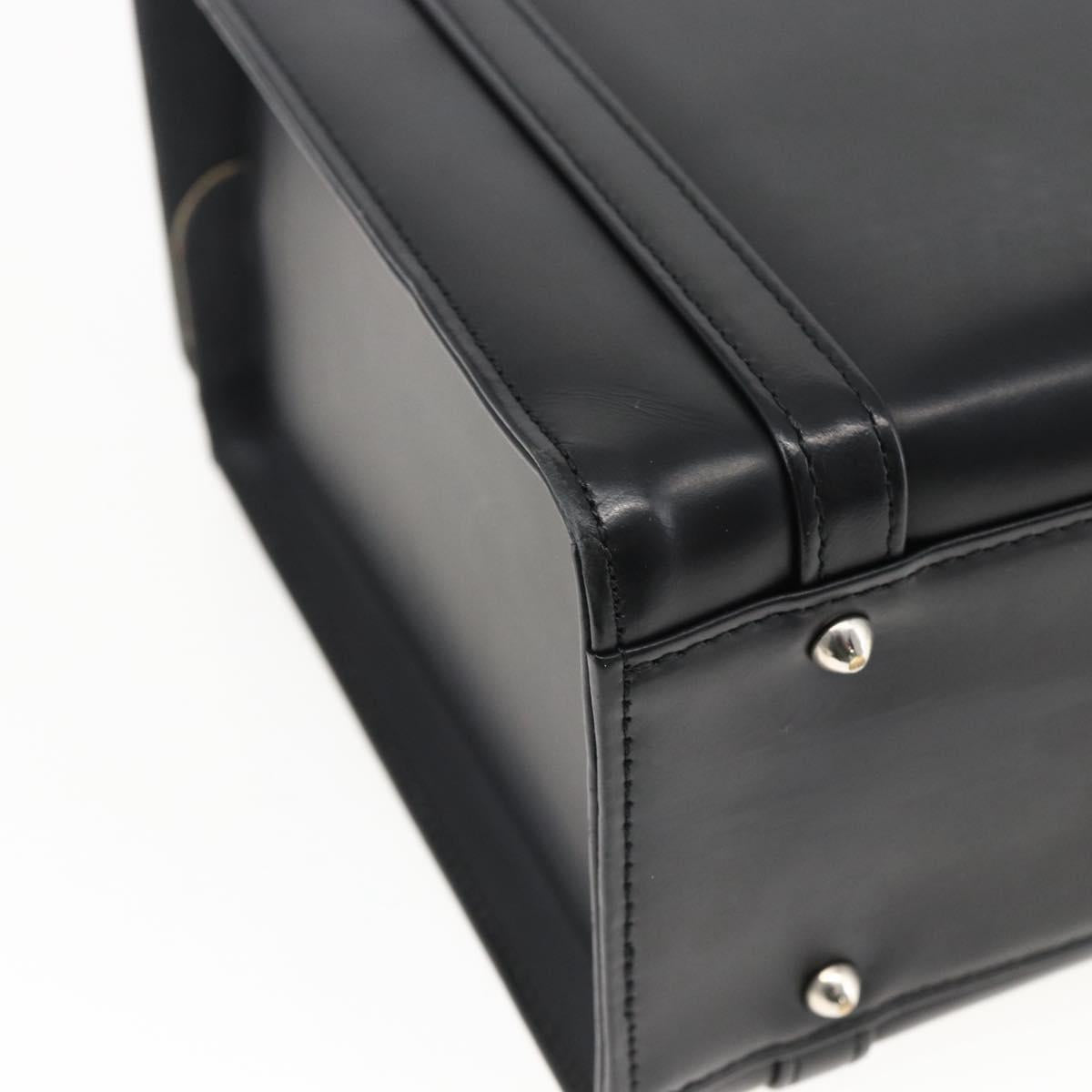 BURBERRY Nova Check Hand Bag Leather Black Silver Auth mr2041