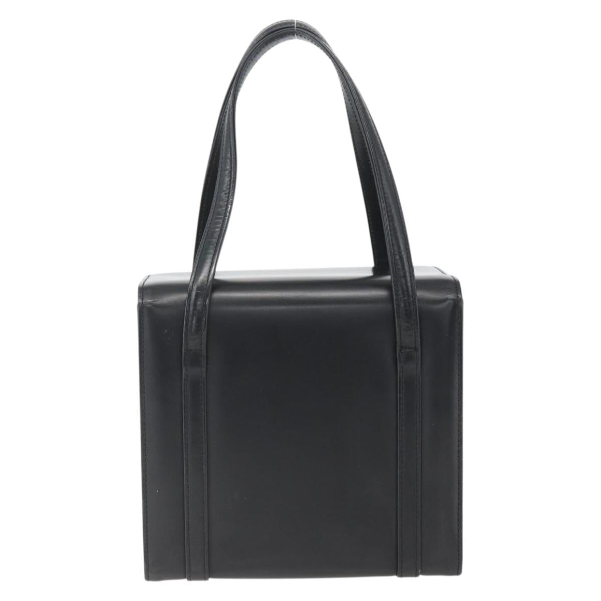 BURBERRY Nova Check Hand Bag Leather Black Silver Auth mr2041