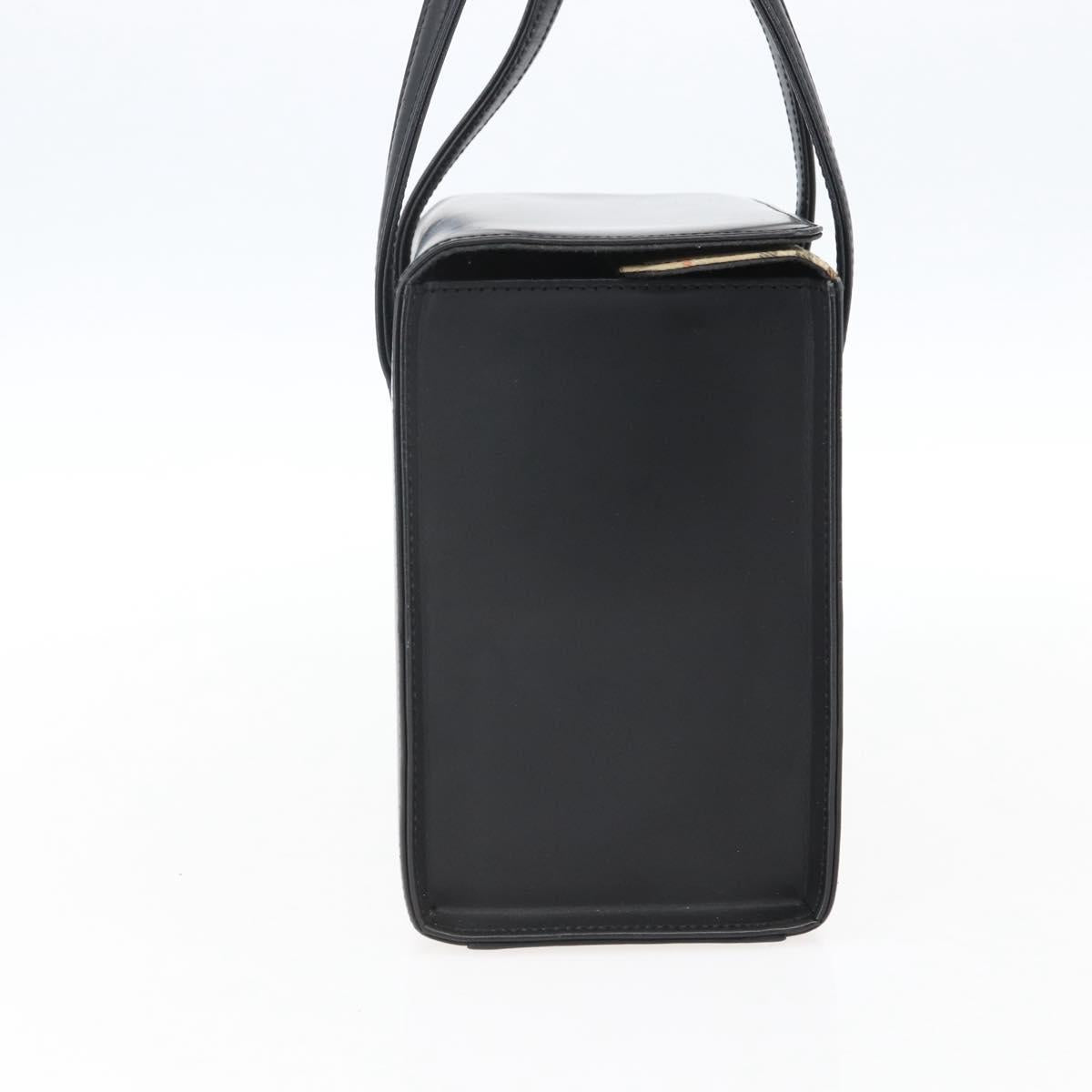BURBERRY Nova Check Hand Bag Leather Black Silver Auth mr2041