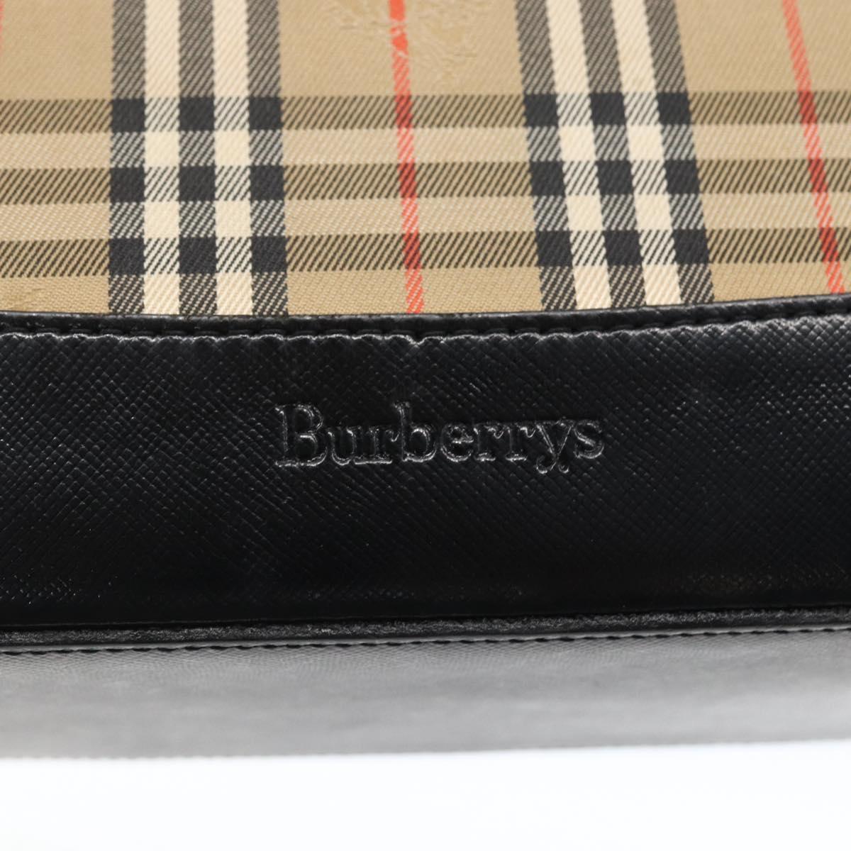 BURBERRY Nova Check Hand Bag Canvas Brown Gold Auth mr2045