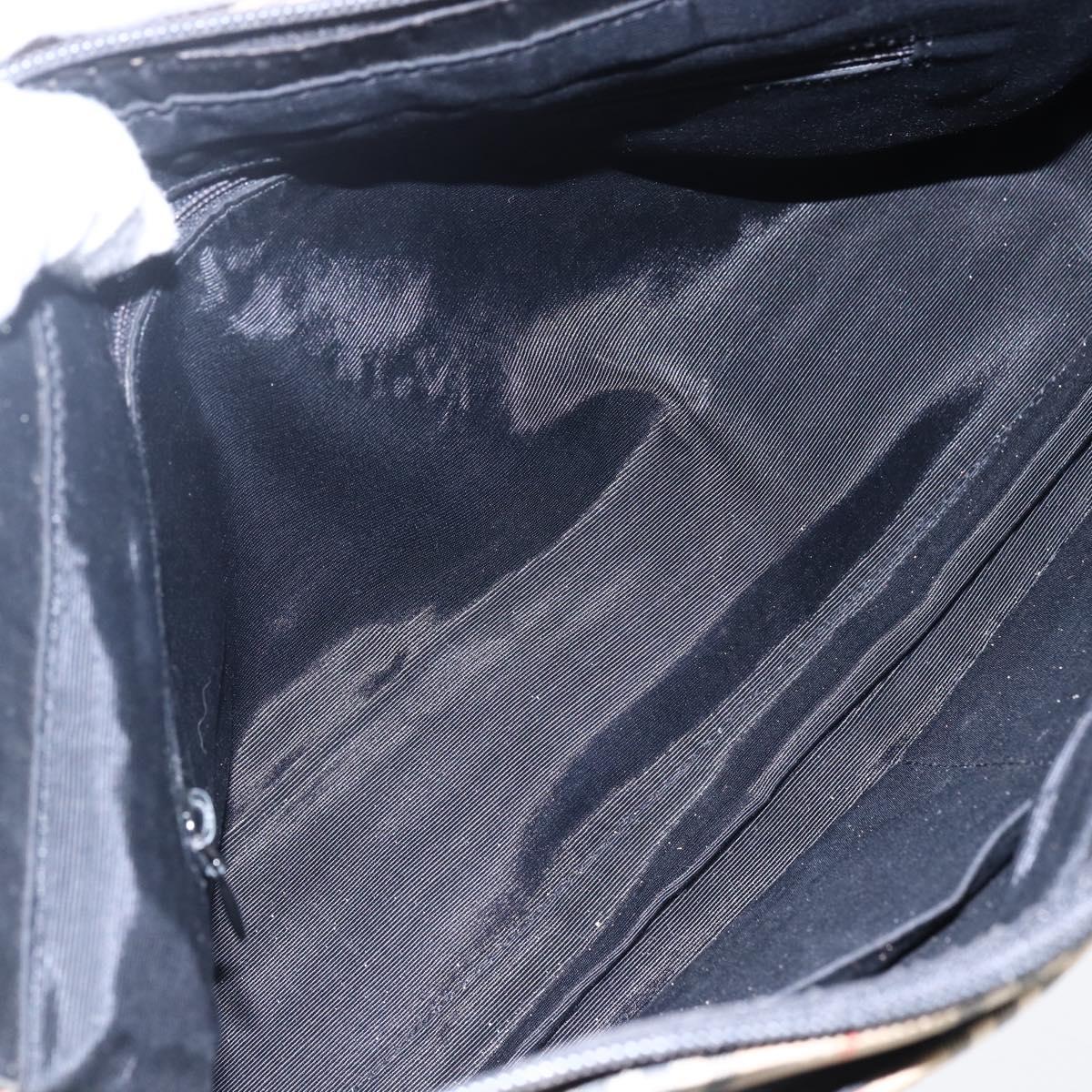 BURBERRY Nova Check Hand Bag Canvas Brown Gold Auth mr2045