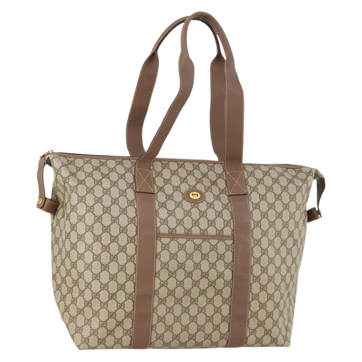 GUCCI GG Supreme Boston Bag PVC Beige Gold 012 1095 6080 Auth mr2046
