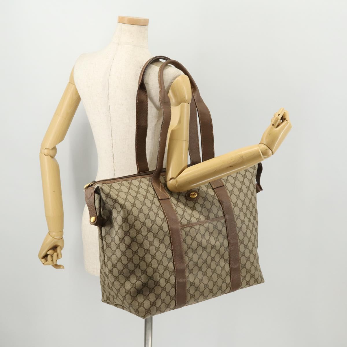 GUCCI GG Supreme Boston Bag PVC Beige Gold 012 1095 6080 Auth mr2046