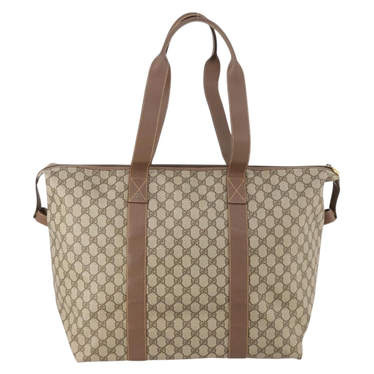 GUCCI GG Supreme Boston Bag PVC Beige Gold 012 1095 6080 Auth mr2046