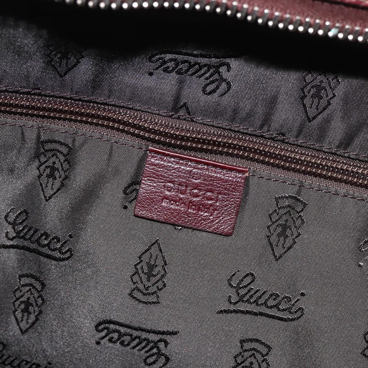 GUCCI Shoulder Bag Leather Bordeaux Silver 189678 Auth mr2047