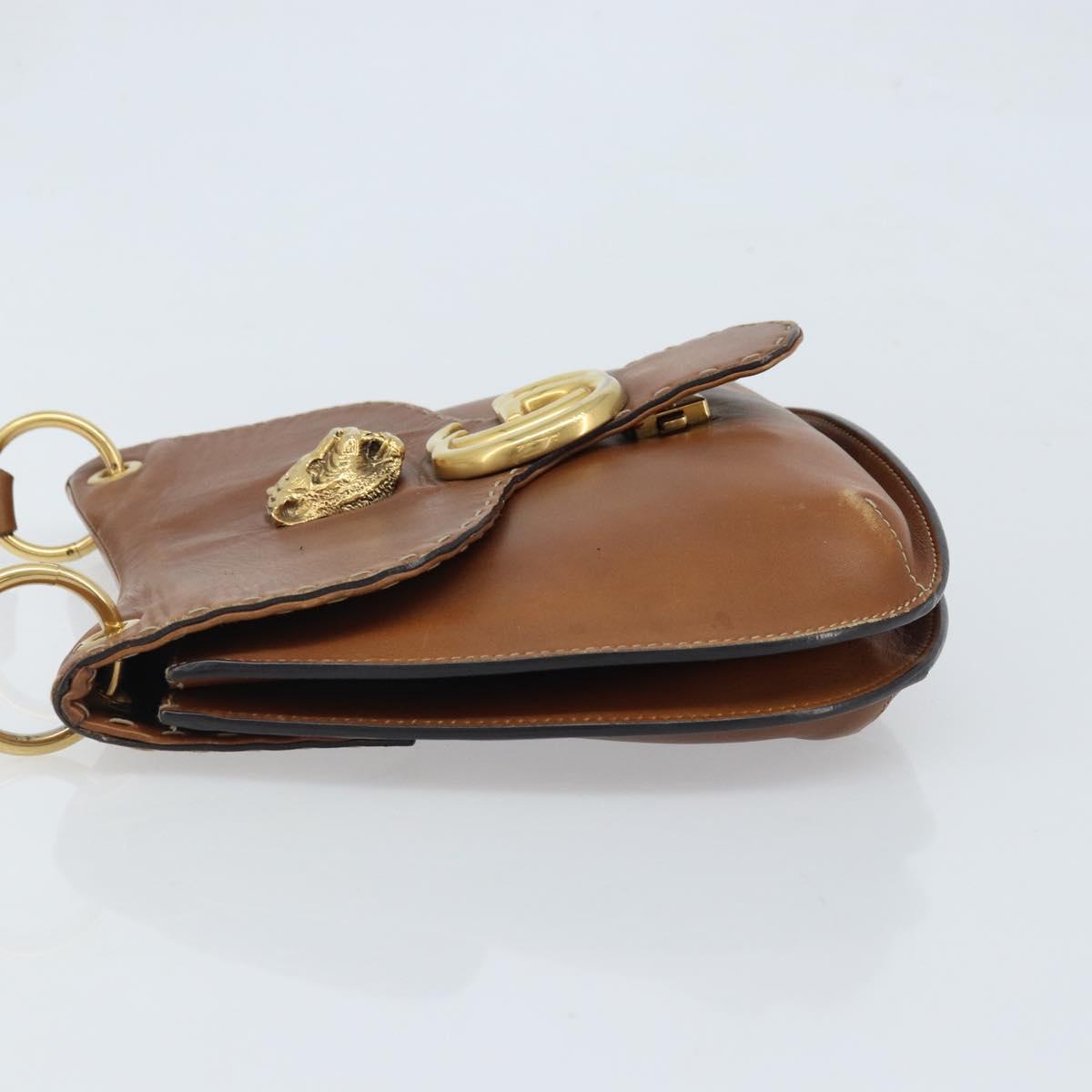 GUCCI Shoulder Bag Leather Brown Gold 409154 Auth mr2049