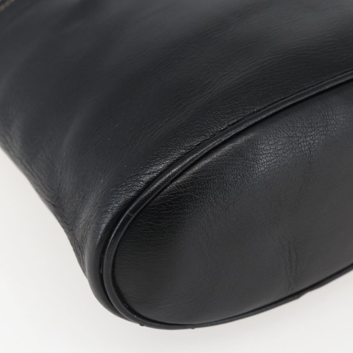 LOEWE Vanity Velazquez Hand Bag Leather Black Gold Auth mr2053