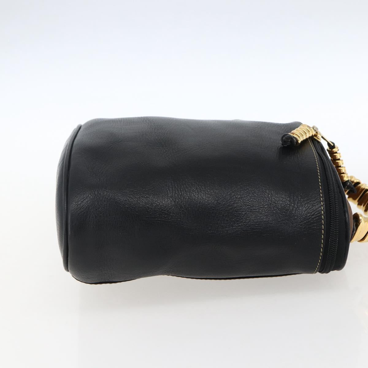 LOEWE Vanity Velazquez Hand Bag Leather Black Gold Auth mr2053