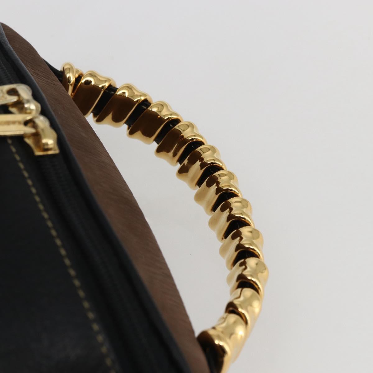 LOEWE Vanity Velazquez Hand Bag Leather Black Gold Auth mr2053