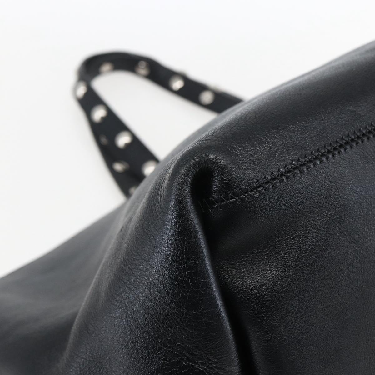 CELINE Studs Hand Bag Leather Black Silver Auth mr2054