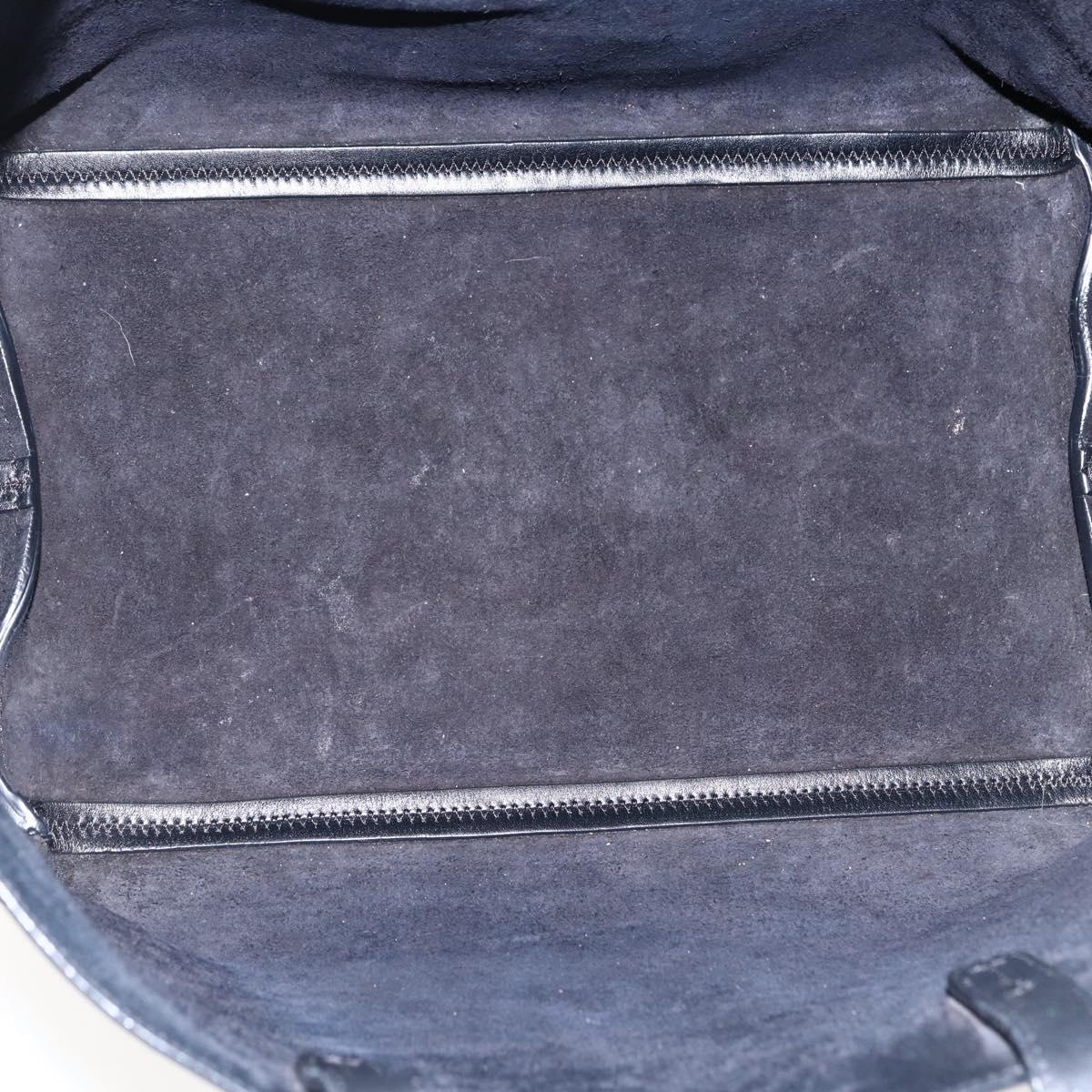 CELINE Studs Hand Bag Leather Black Silver Auth mr2054
