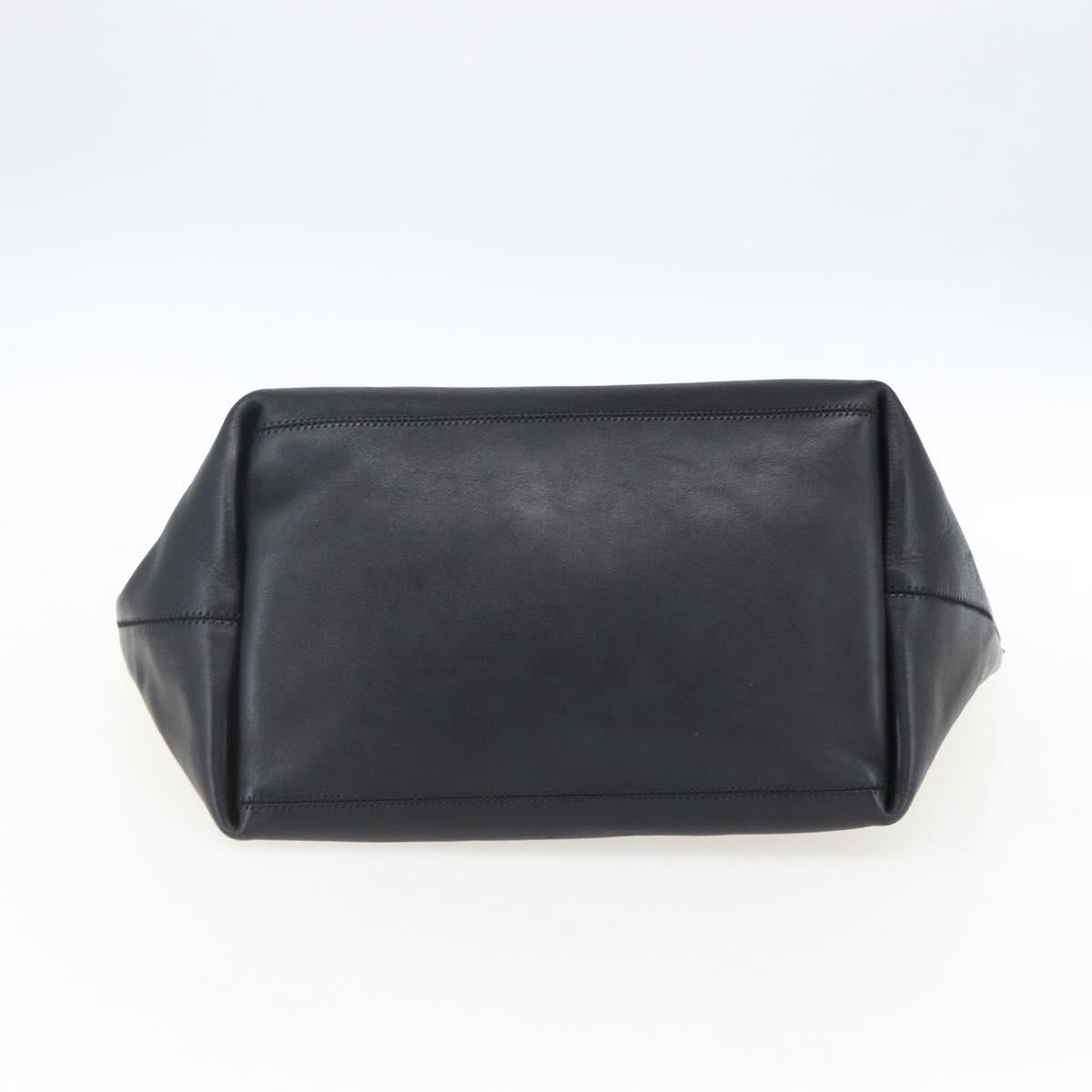 CELINE Studs Hand Bag Leather Black Silver Auth mr2054