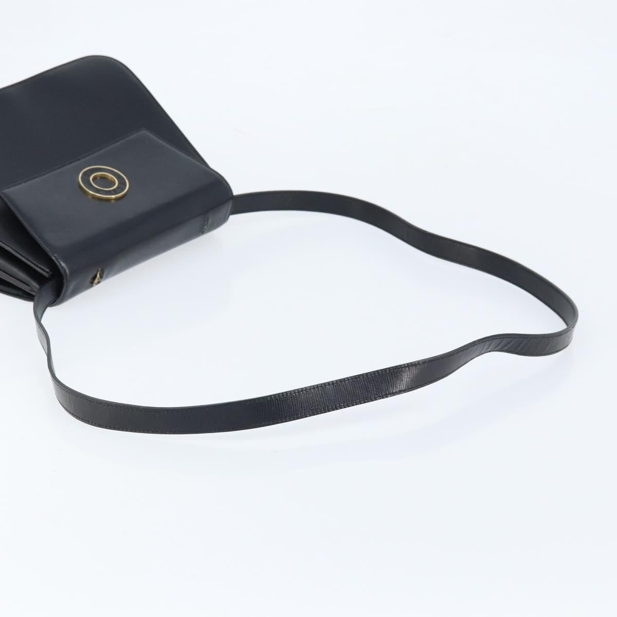 CELINE Hand Bag Leather 2way Black Gold Auth mr2055