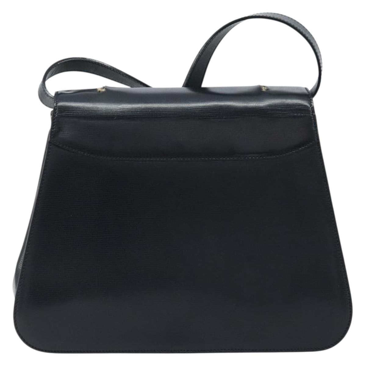 CELINE Hand Bag Leather 2way Black Gold Auth mr2055